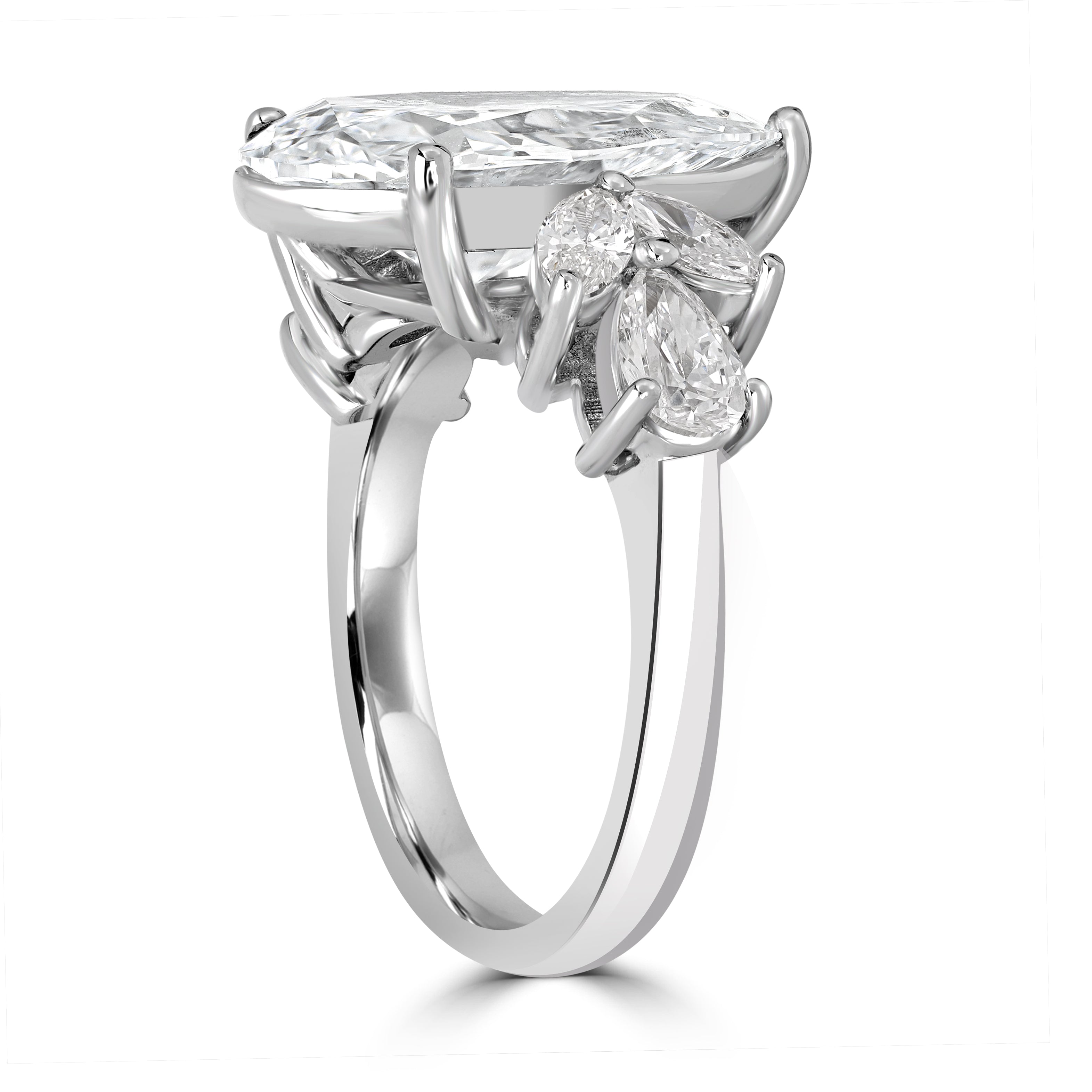 6.60 ctw Solitaire Pear Shape Diamond Engagement Ring in 18K White Gold -  GIA Certified