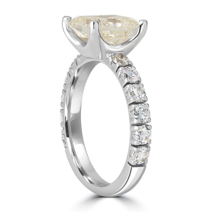 3.31 ct Solitaire Radiant Cut Diamond Engagement Ring in 18K White Gold -  EGL Certified