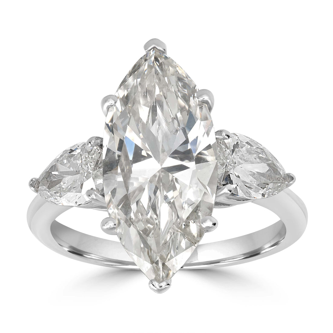 4.11 ct Solitaire Marquise Diamond Engagement Ring in 18K White Gold -  GIA Certified