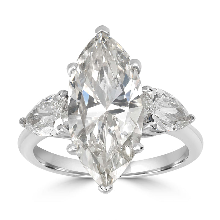 4.11 ct Solitaire Marquise Diamond Engagement Ring in 18K White Gold -  GIA Certified