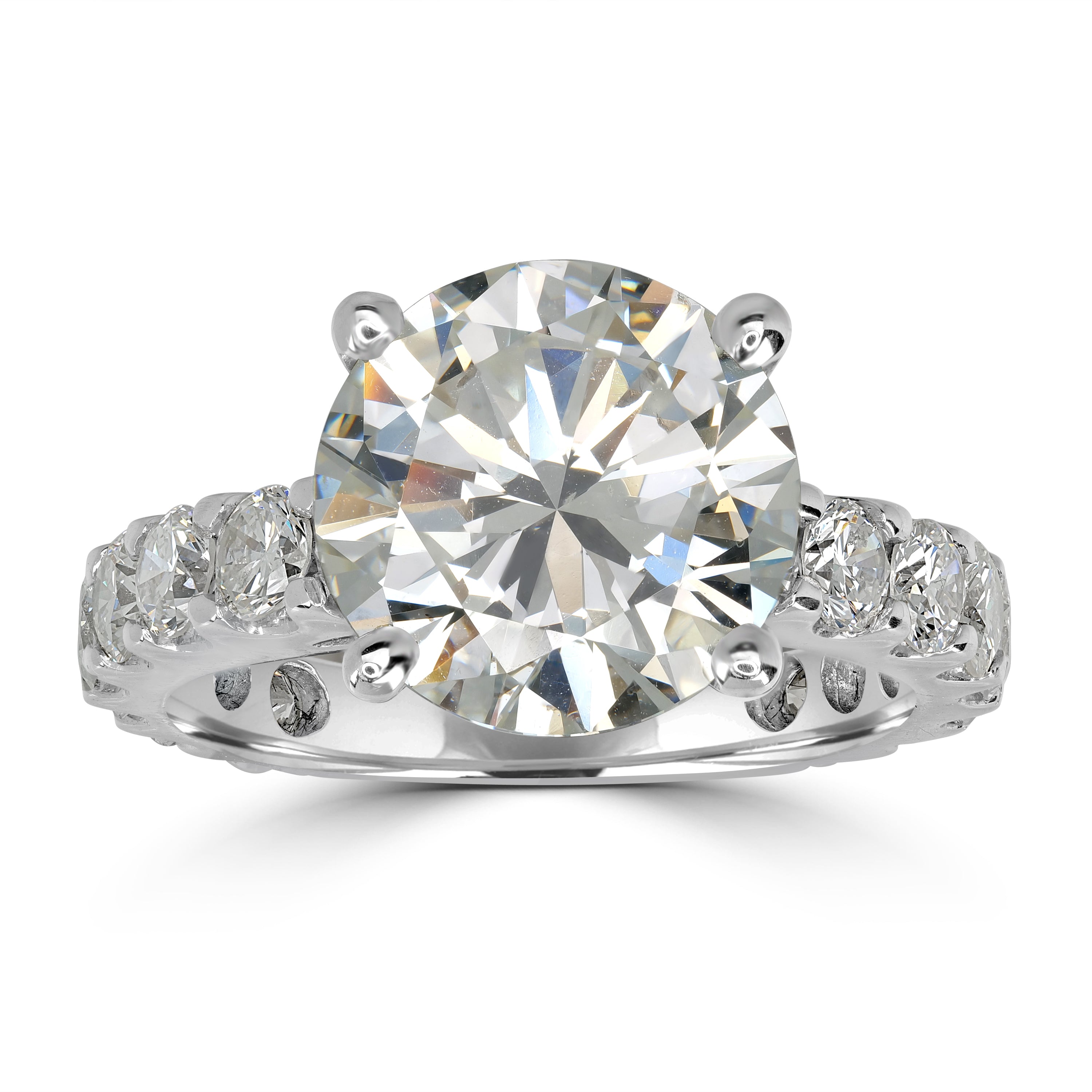 6.53 ctw Solitaire Round Diamond Engagement Ring in 18K White Gold (4.53 ct Center - EGL Certified)