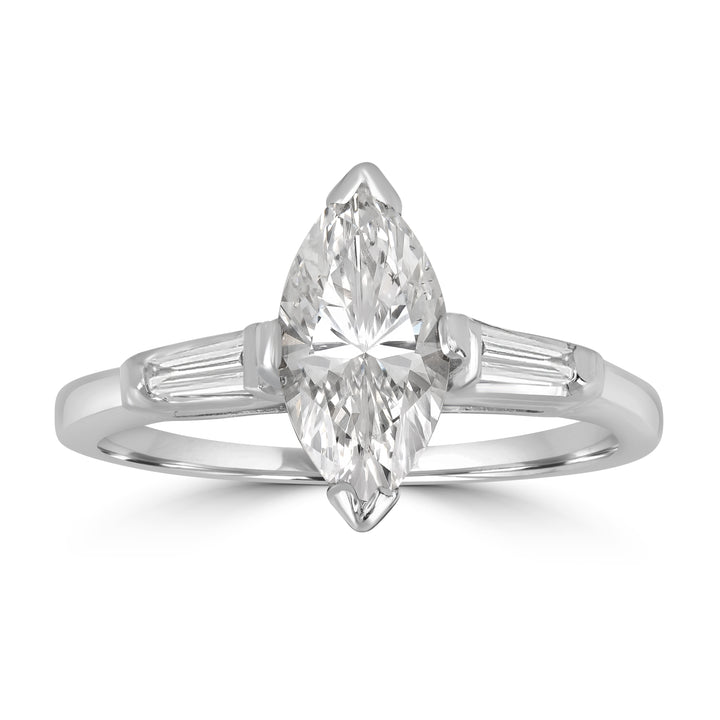 1.30 ctw Diamond Ring in 18K White Gold (1.00 ct Center)