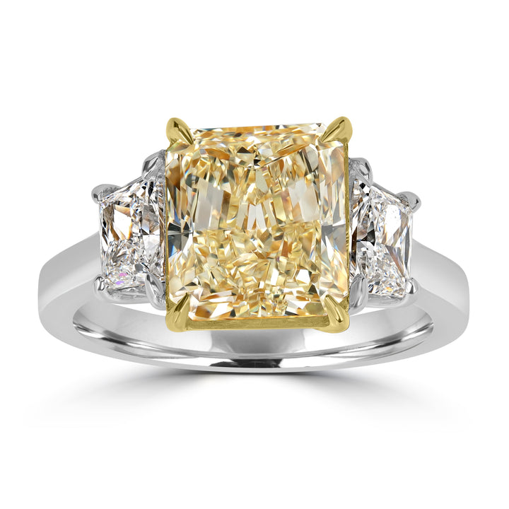 5.04 ctw Radiant Cut Fancy Yellow Diamond Engagement Ring in Platinum - GIA Certified