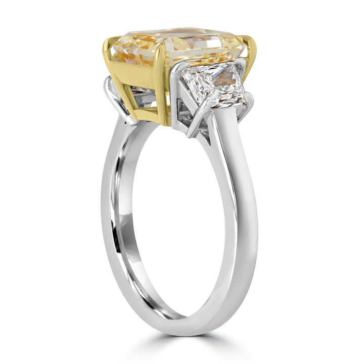 4.03 ct Radiant Cut Fancy Yellow Diamond Engagement Ring in Platinum - EGL Certified