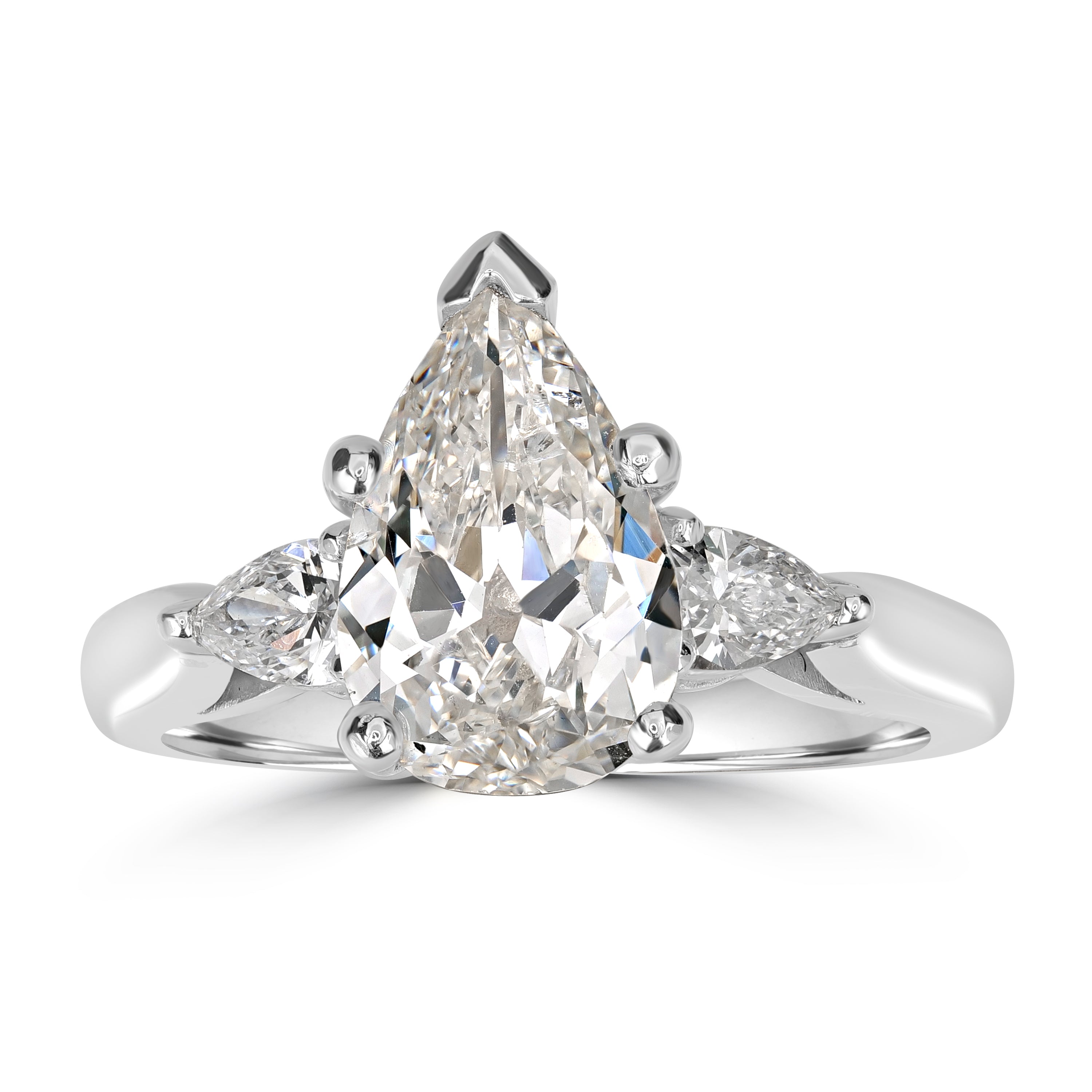 2.69 ctw Solitaire Pear Shape Engagement Diamond Ring in Platinum - GIA Certified