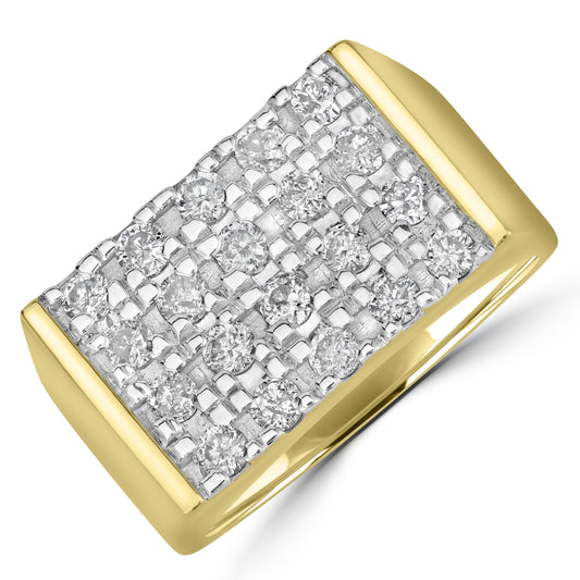 1.00ct Men Pave Diamond Ring in Yellow Gold