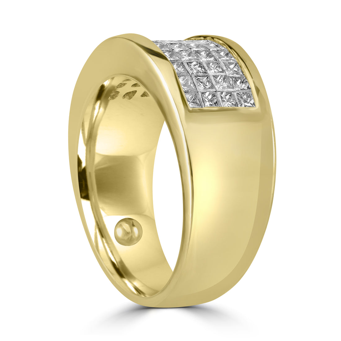 14K Yellow Four Row Diamond Invisible set Band