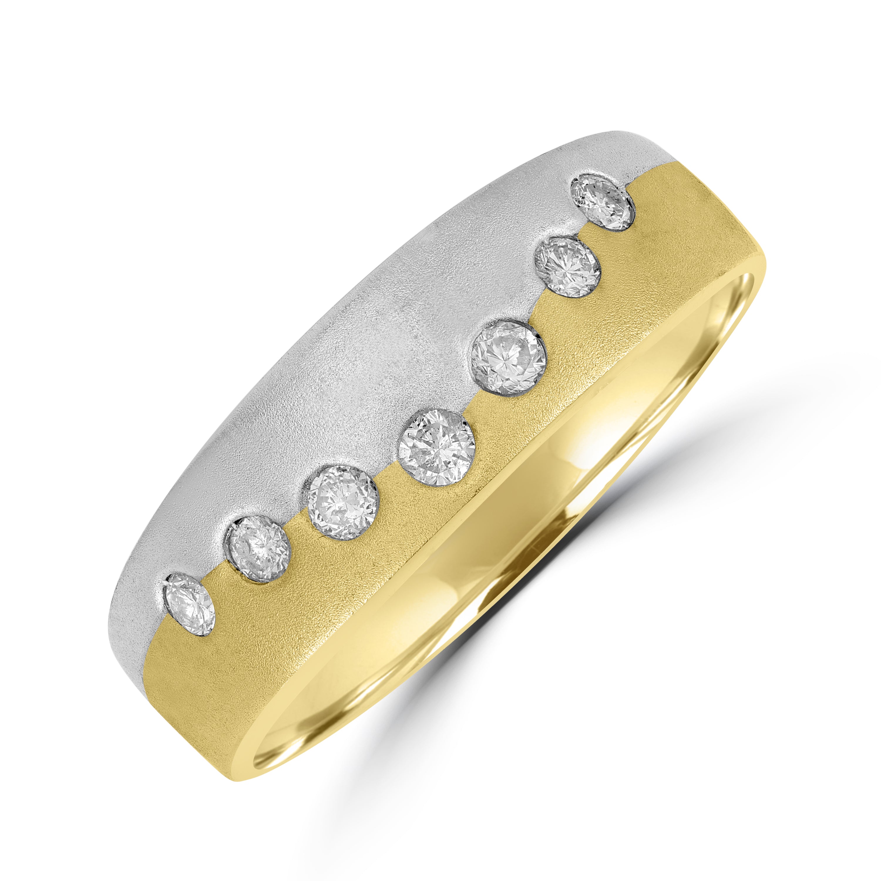 0.28 ct Two-Tone Diamond Band in 14K White and Yellow Gold