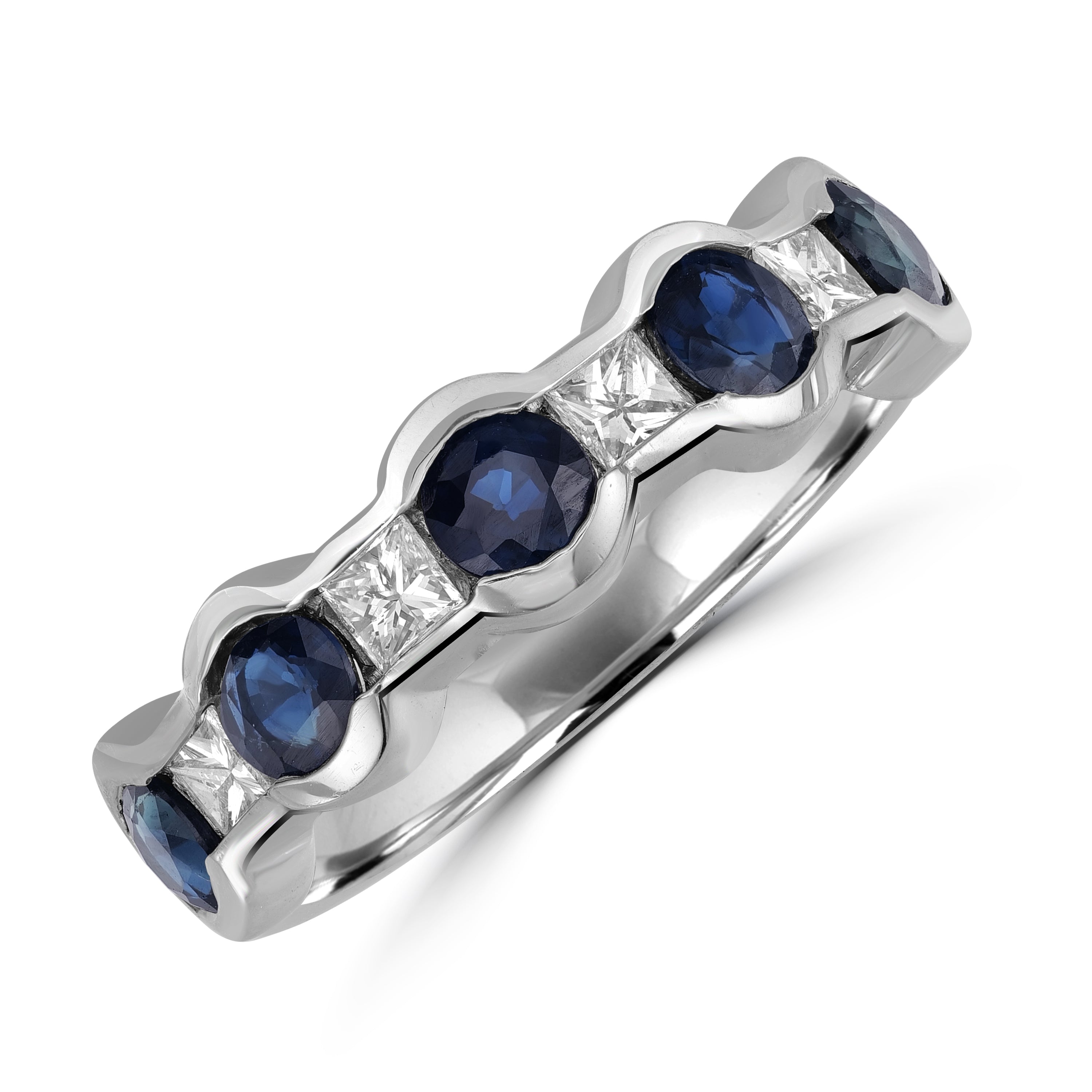 1.04 ct Sapphire & Diamond Band in 14K White Gold