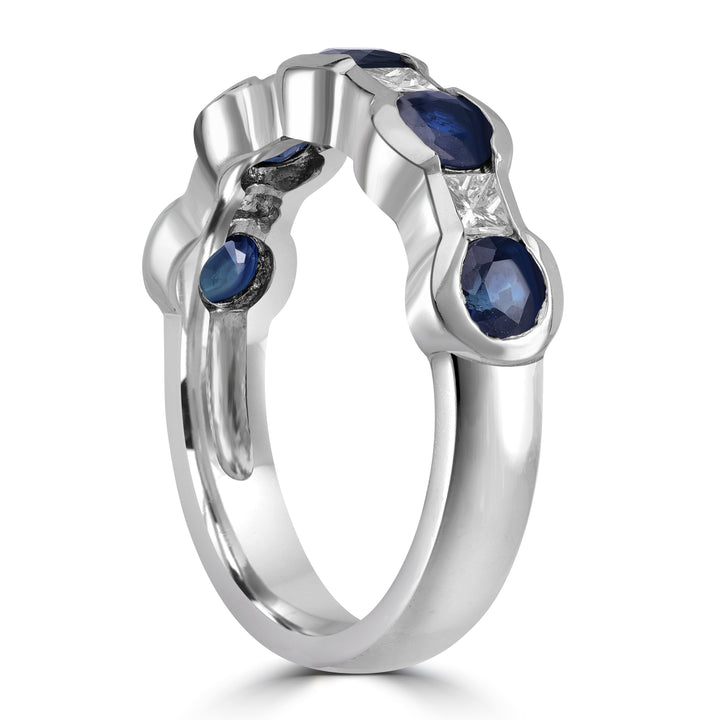 1.04 ct Sapphire & Diamond Band in 14K White Gold