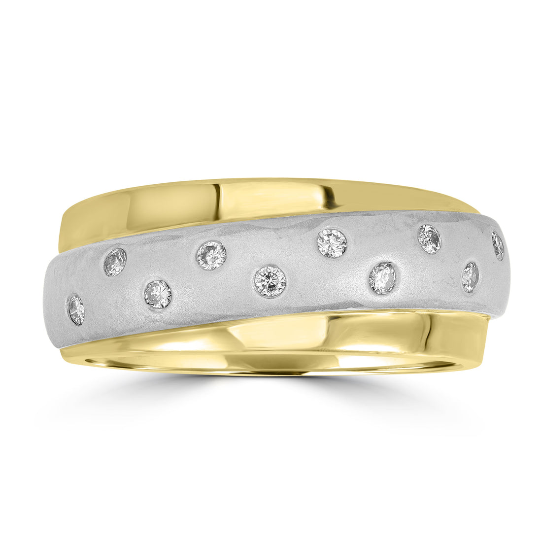 0.15 ct Two-Tone Diamond Band in 14K White and Yellow Gold