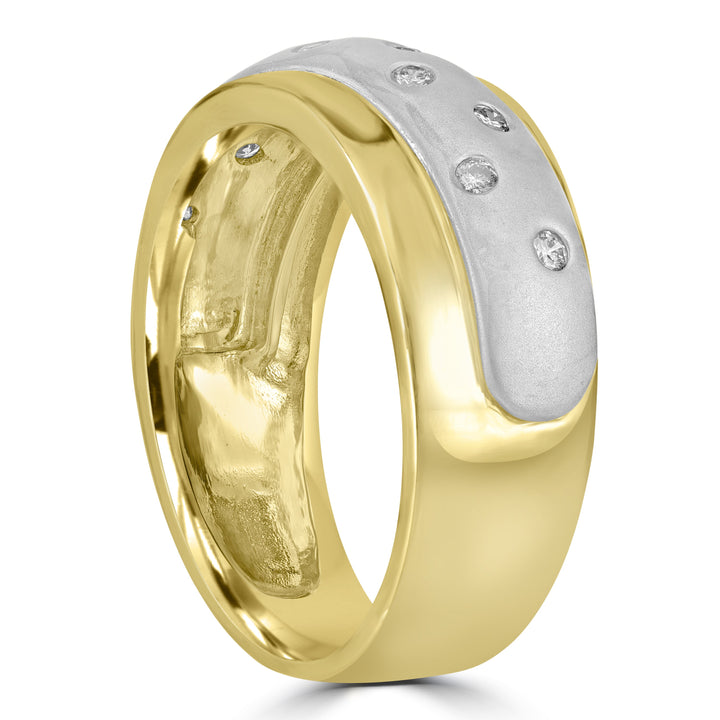 0.15 ct Two-Tone Diamond Band in 14K White and Yellow Gold