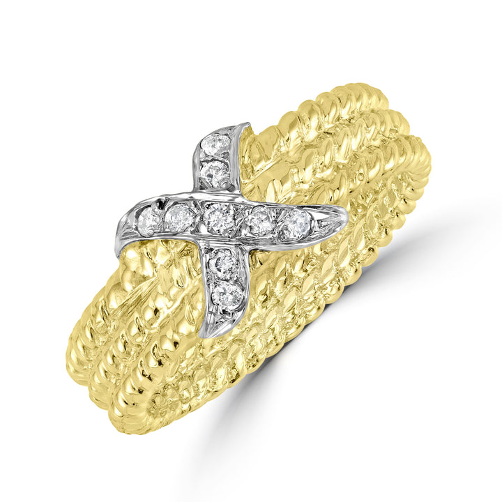 0.10 ct Two-Tone Diamond Band in 14K Yellow Gold