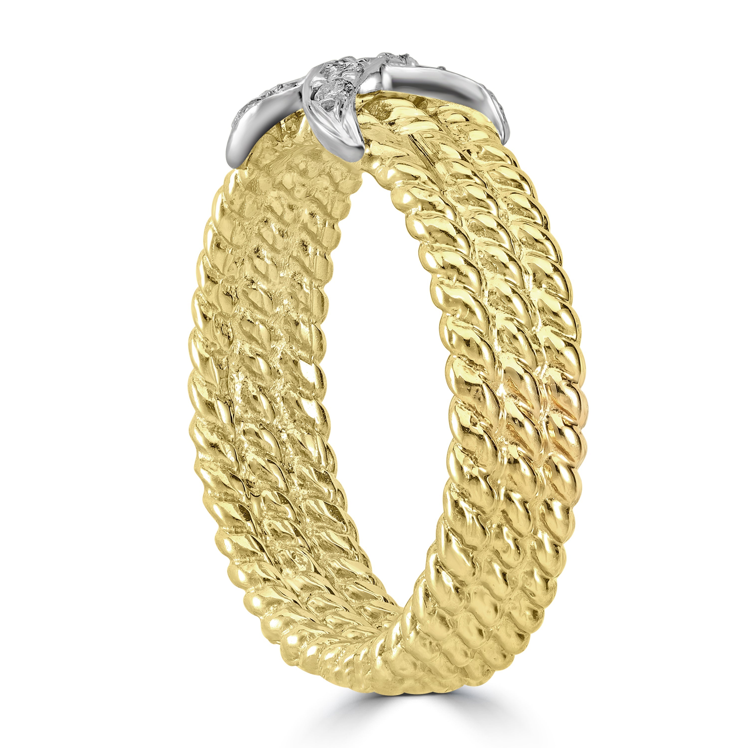 0.10 ct Two-Tone Diamond Band in 14K Yellow Gold
