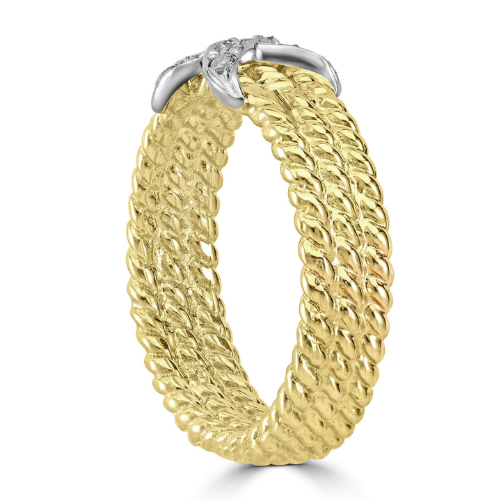 0.10 ct Two-Tone Diamond Band in 14K Yellow Gold