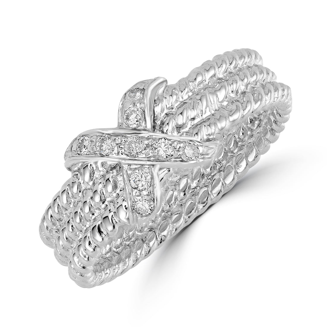 0.10 ct Triple Rope Diamond Ring in 14K White Gold