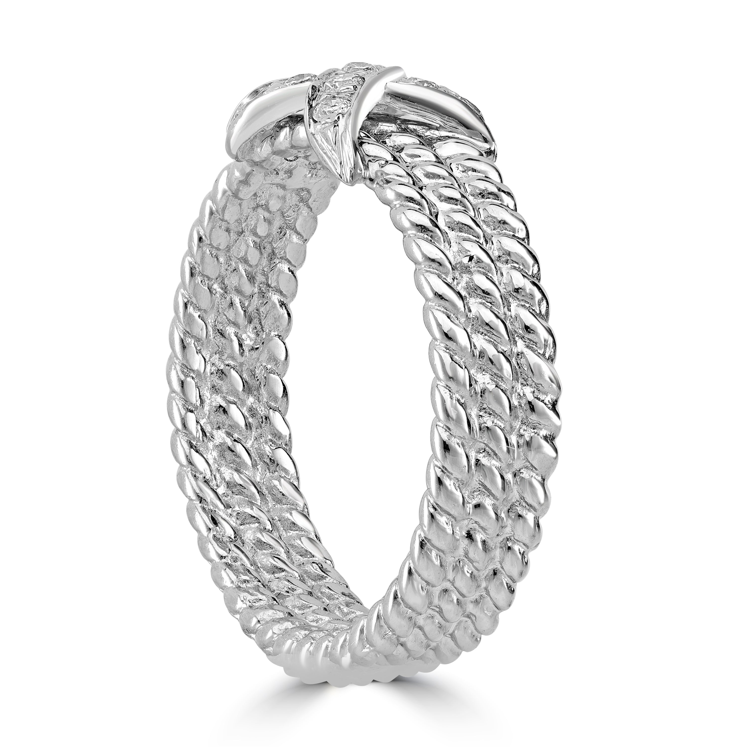 0.10 ct Triple Rope Diamond Ring in 14K White Gold
