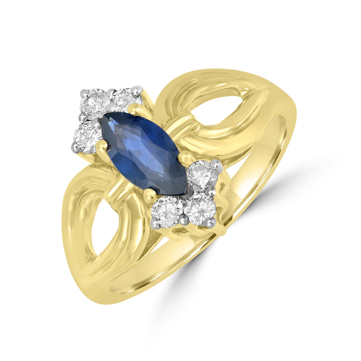 1.00 ct Sapphire & Diamond Ring in 14K Yellow Gold
