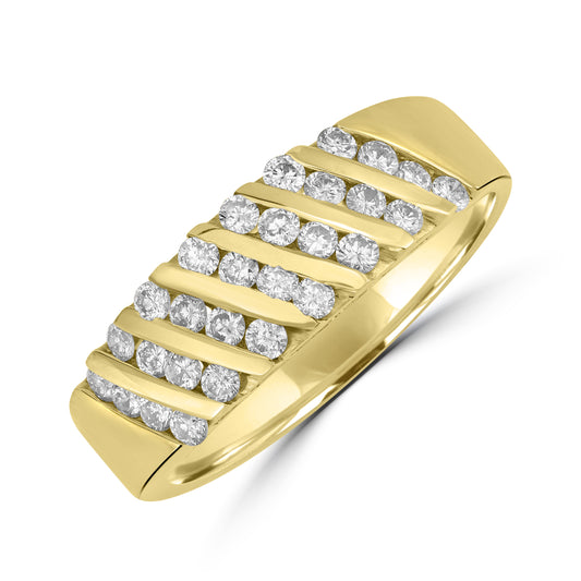 Seven Row Diamond Band in 14K Yellow Gold