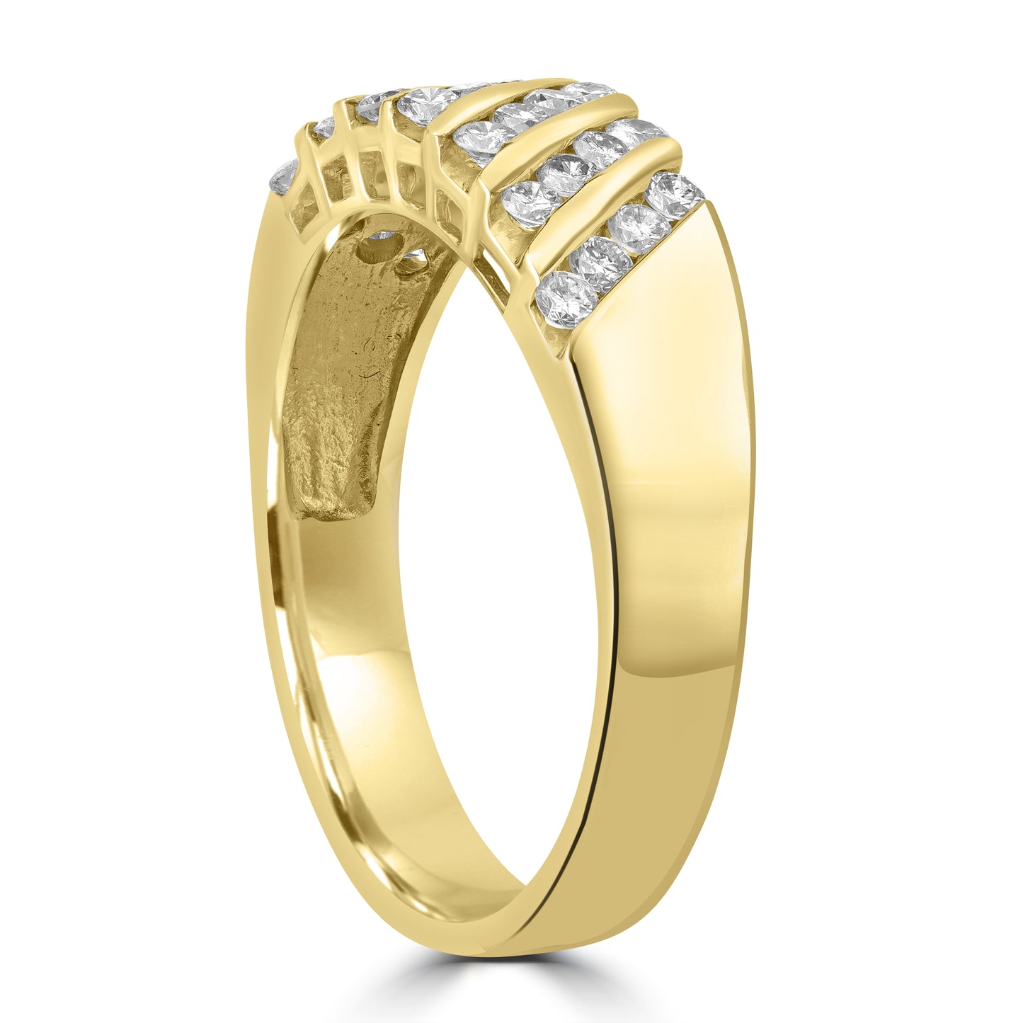 Seven Row Diamond Band in 14K Yellow Gold