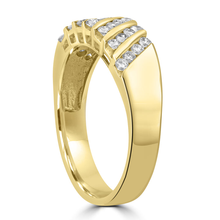 Seven Row Diamond Band in 14K Yellow Gold