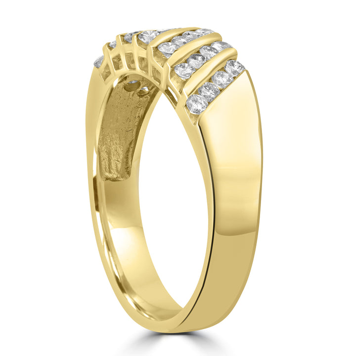 0.75 ct Seven Row Diamond Band in 14K Yellow Gold