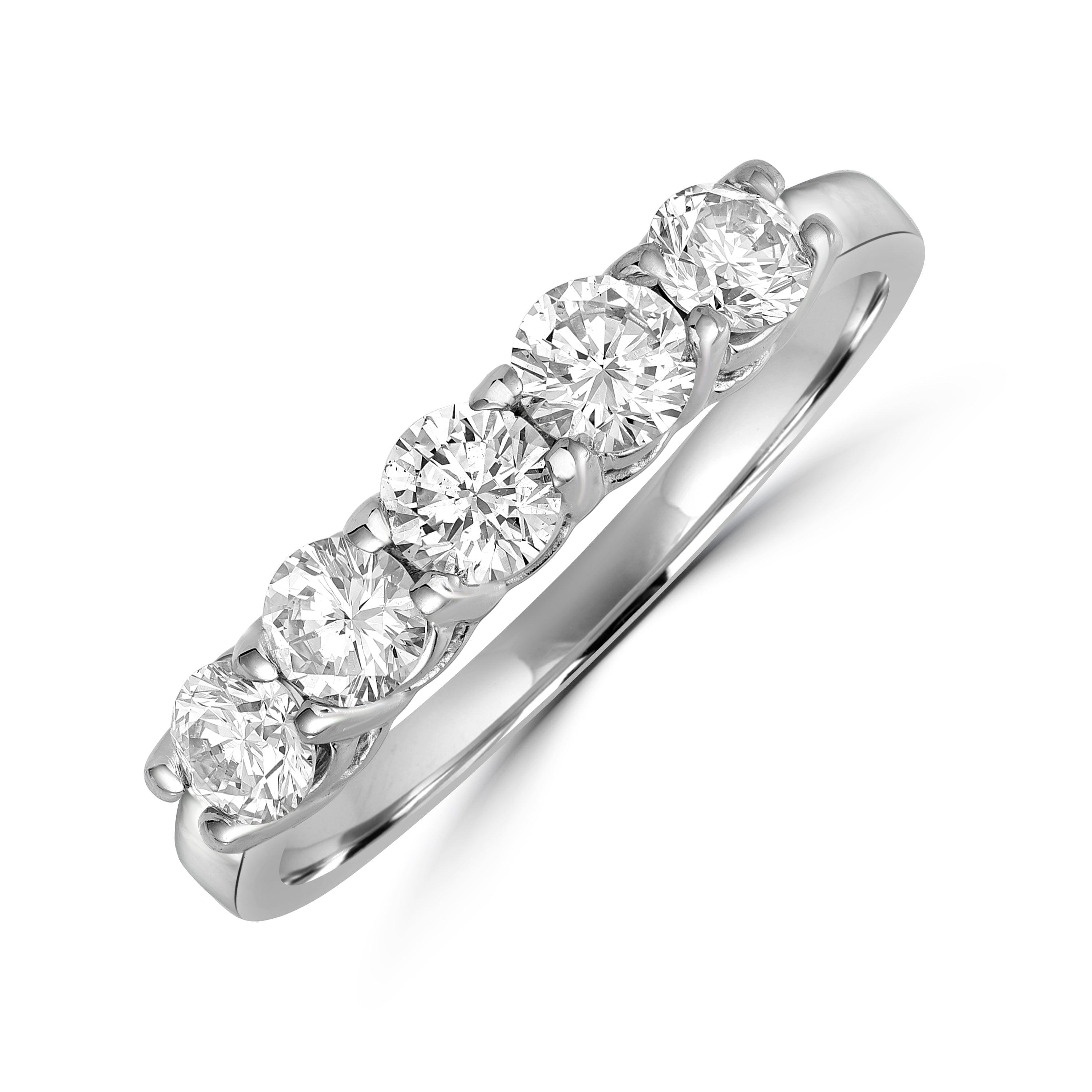 1.00 ct Five Stone Diamond Band in 14K White Gold
