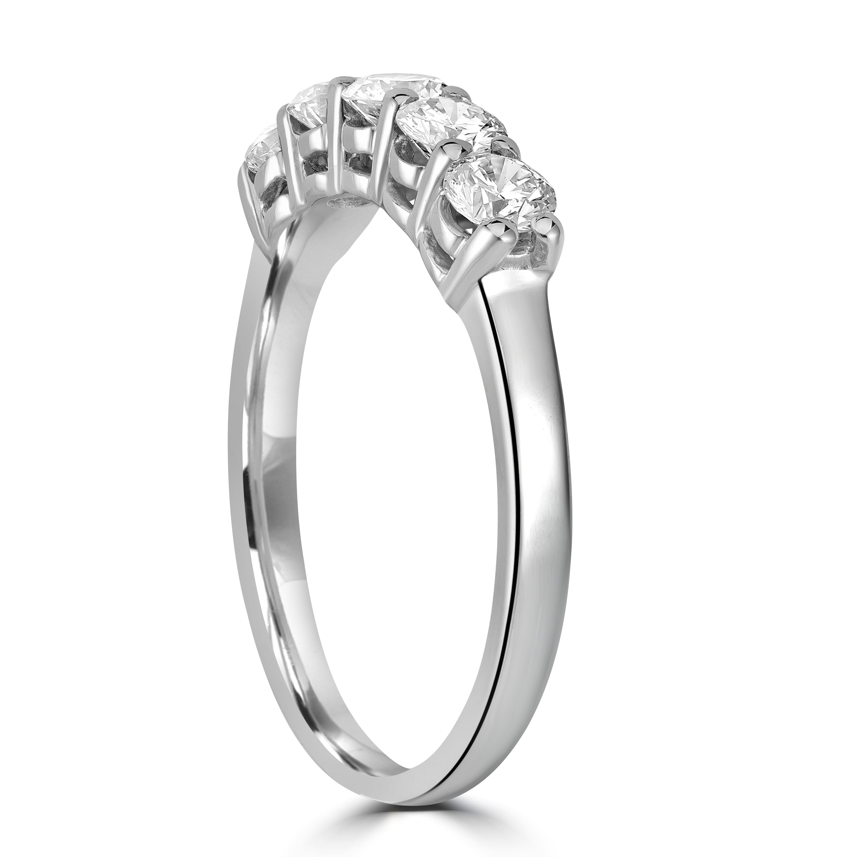 1.00 ct Five Stone Diamond Band in 14K White Gold