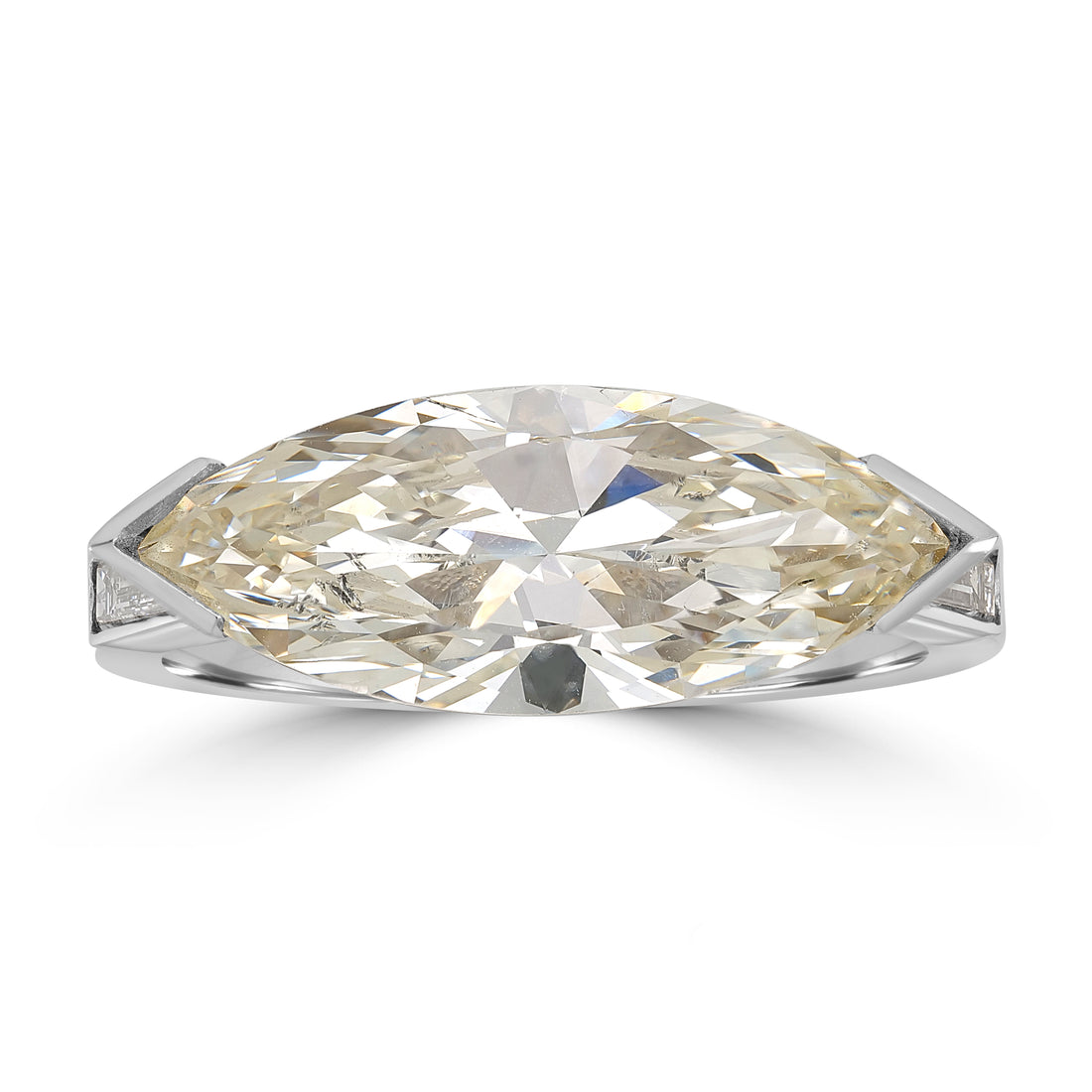 3.63 ct Solitaire Marquise Shape Engagement Diamond Ring in 18K White Gold - GIA Certified