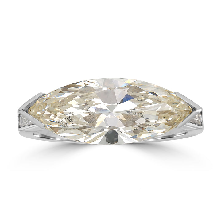 3.63 ct Solitaire Marquise Shape Engagement Diamond Ring in 18K White Gold - GIA Certified