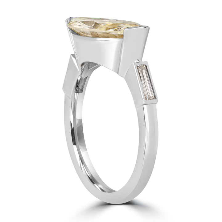 3.63 ct Solitaire Marquise Shape Engagement Diamond Ring in 18K White Gold - GIA Certified