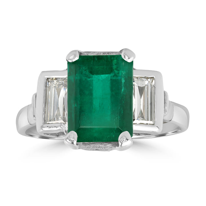 2.24 ct Green Emerald & Diamond Ring in Platinum