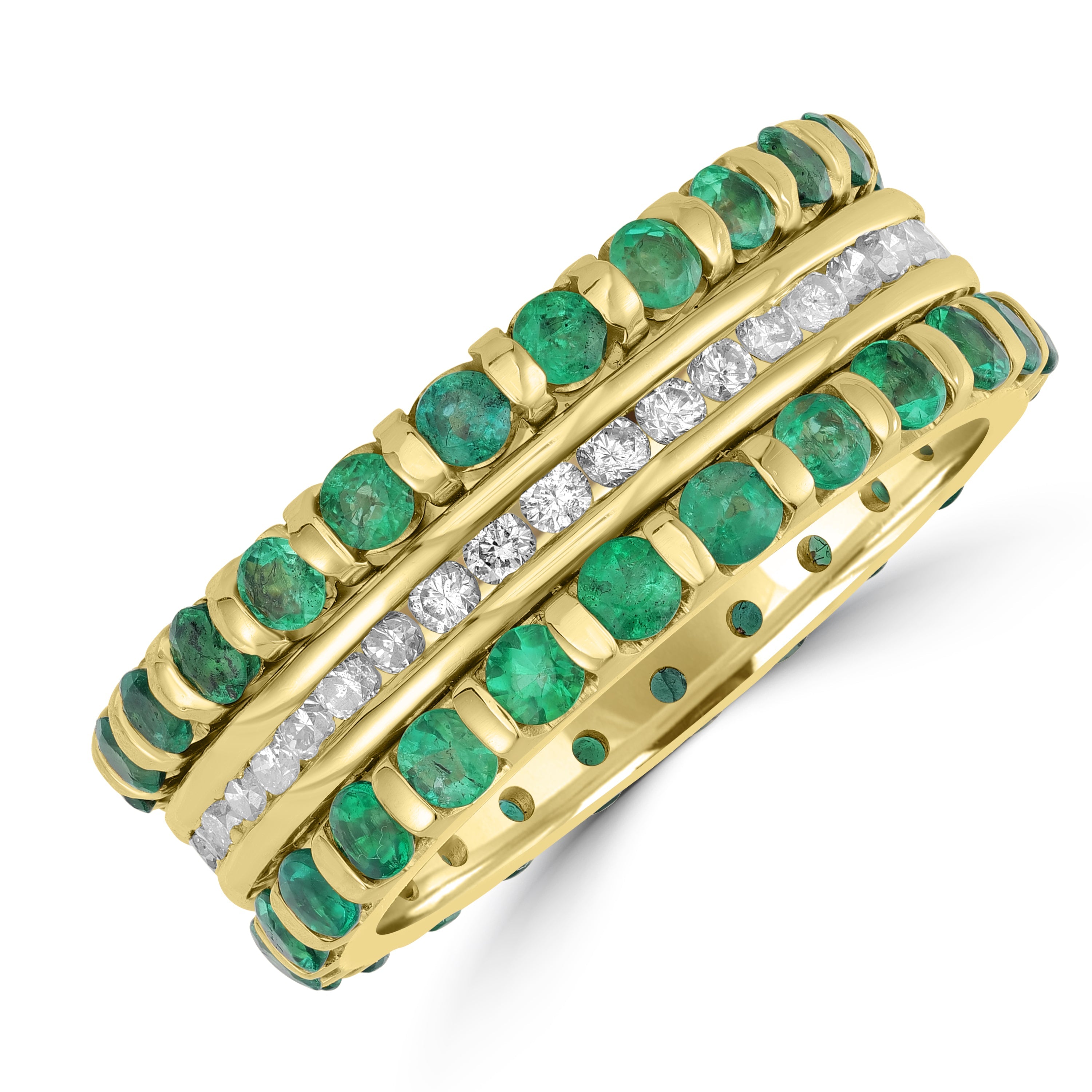 4.75 ct Emerald & Diamond Band in 14K Yellow Gold