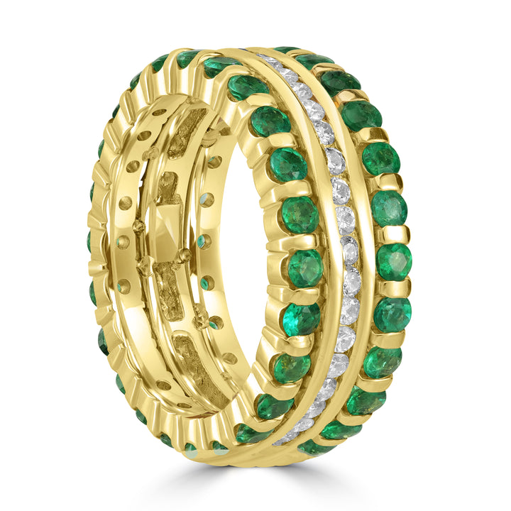 Emerald & Diamond Band in 14K Yellow Gold