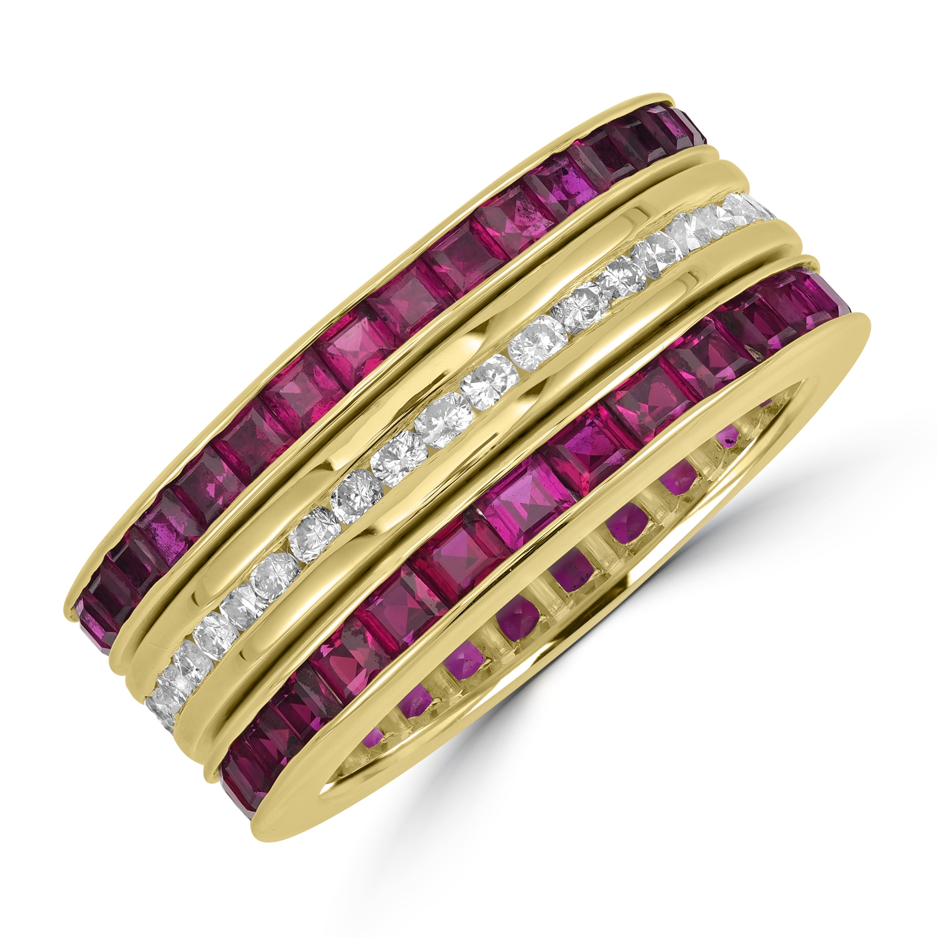 2.25 ct Ruby & Diamond Band in 14K Yellow Gold
