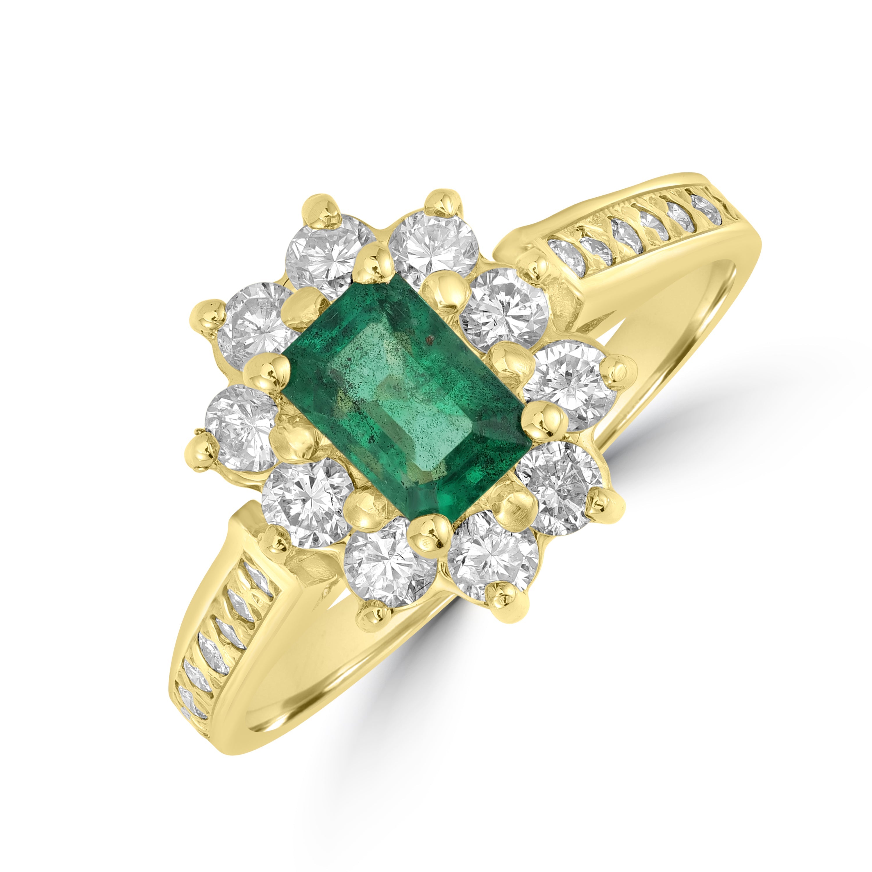 1.37 ct Emerald & Diamond Ring in 14K Yellow Gold