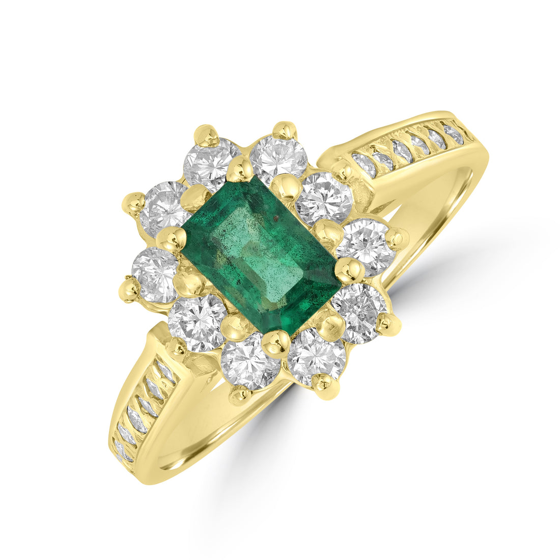 1.37 ct Emerald & Diamond Ring in 14K Yellow Gold