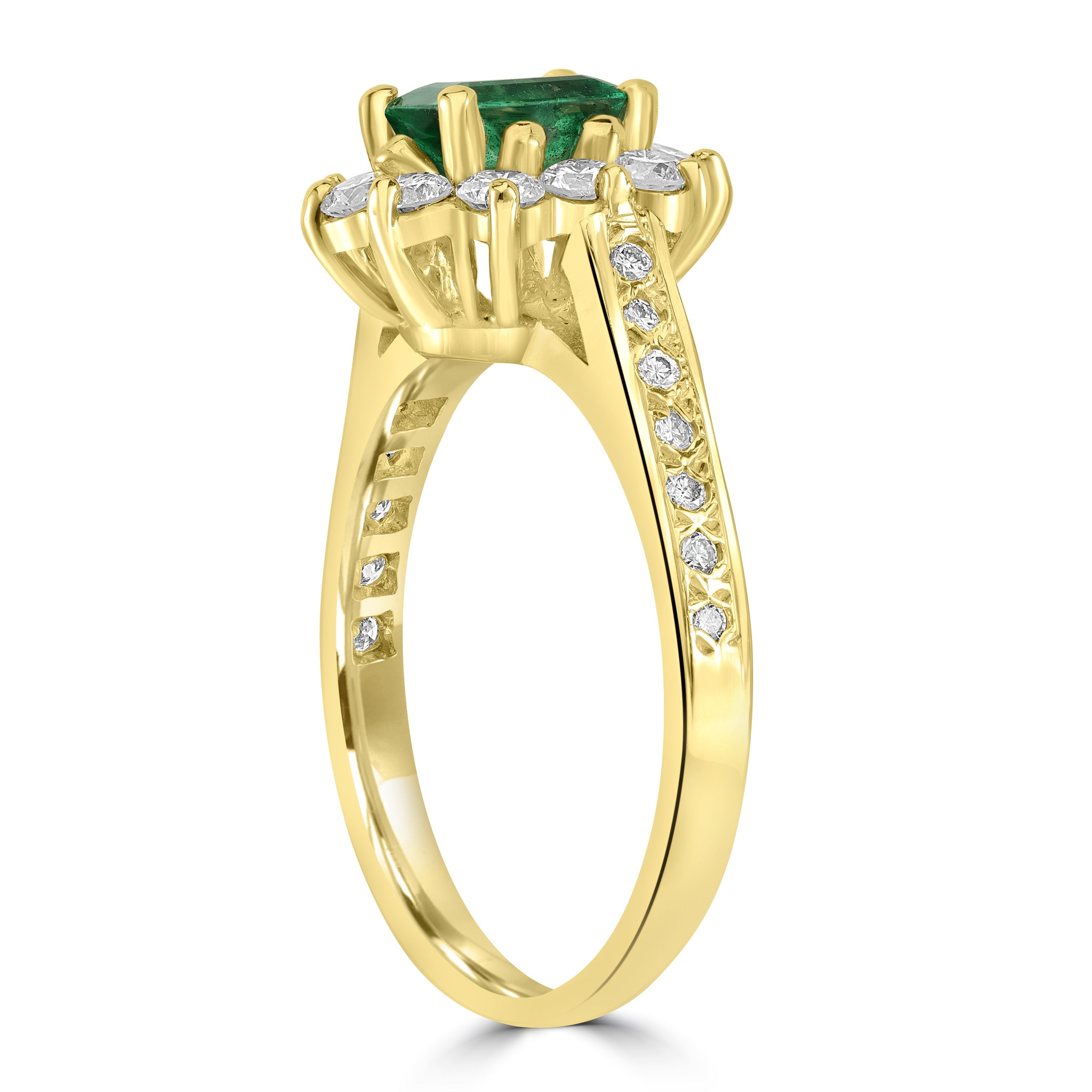 1.37 ct Emerald & Diamond Ring in 14K Yellow Gold