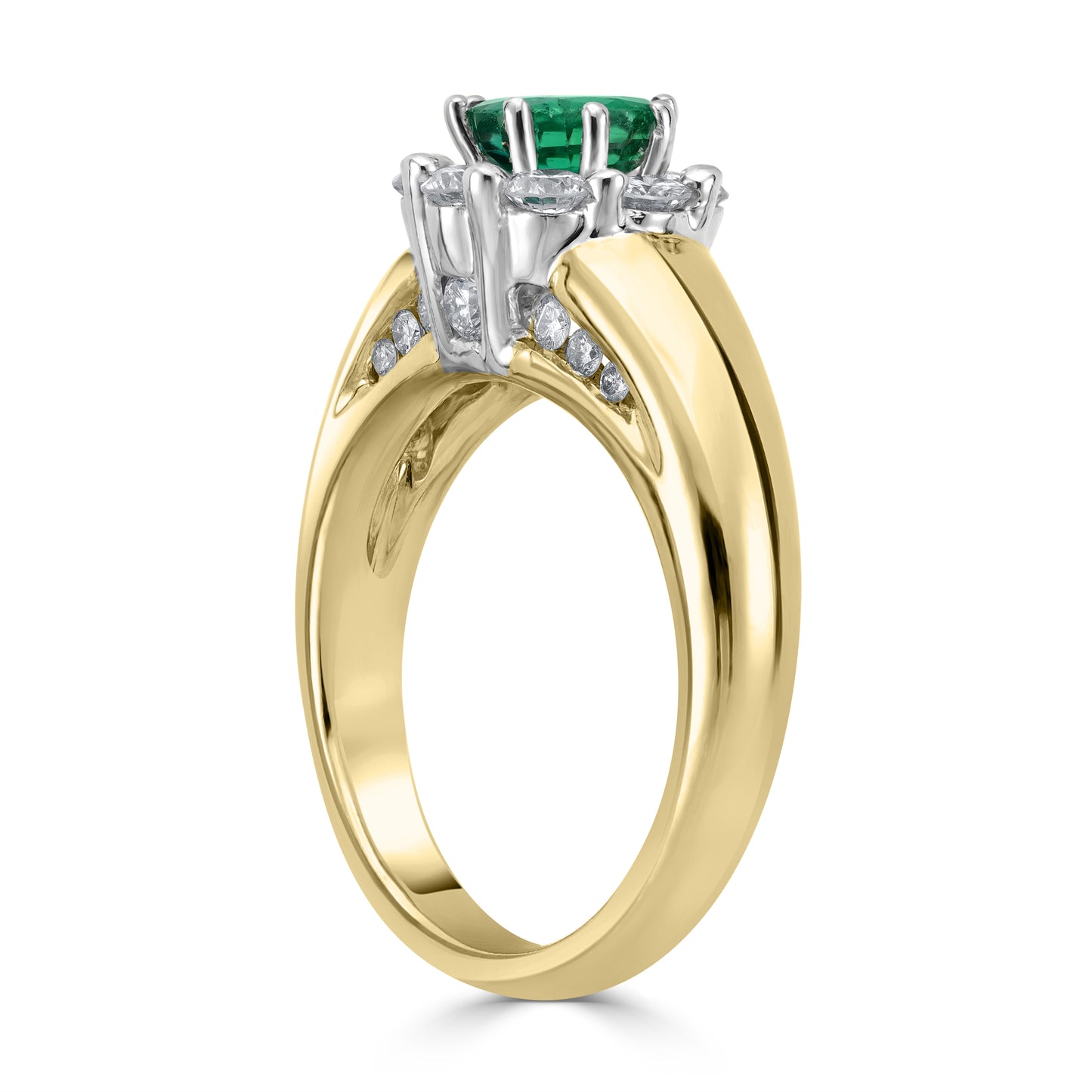 0.80ct Emerald Gemstone & Diamond Ring