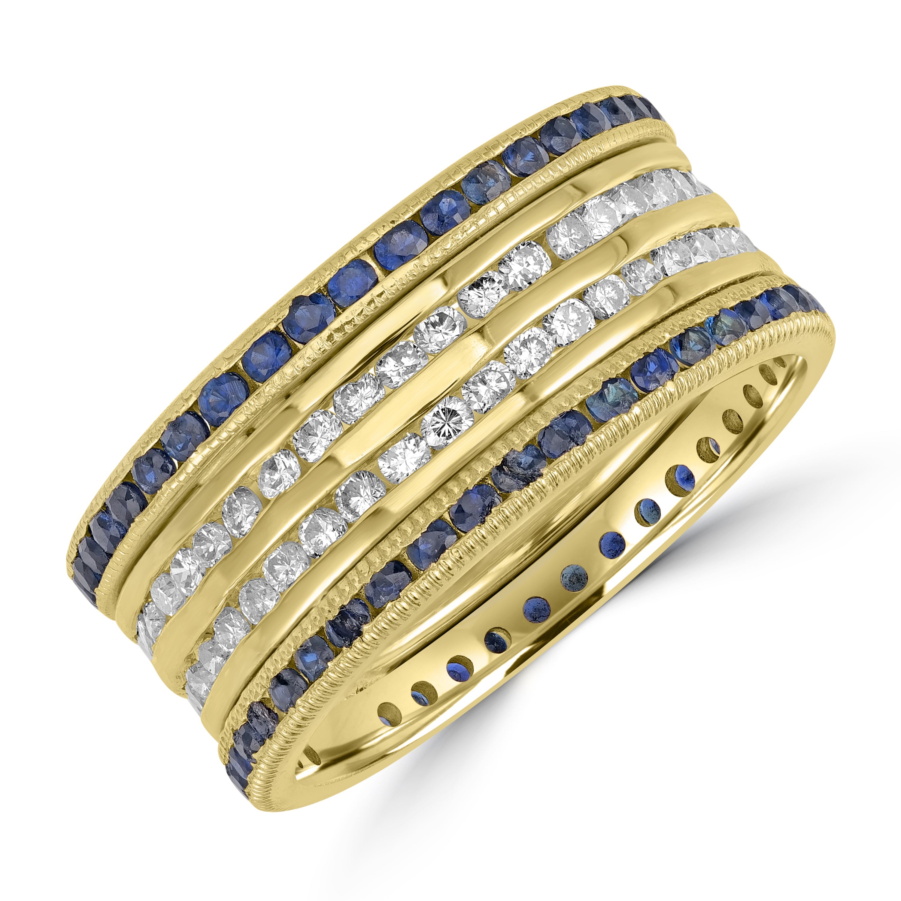 2.50 ct Sapphire & Diamond Band in 14K Yellow Gold
