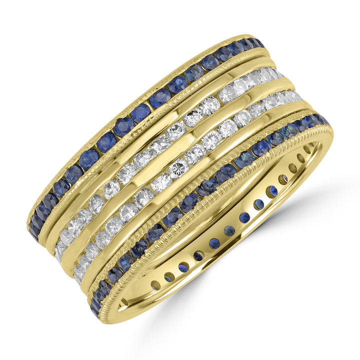 2.50 ct Sapphire & Diamond Band in 14K Yellow Gold
