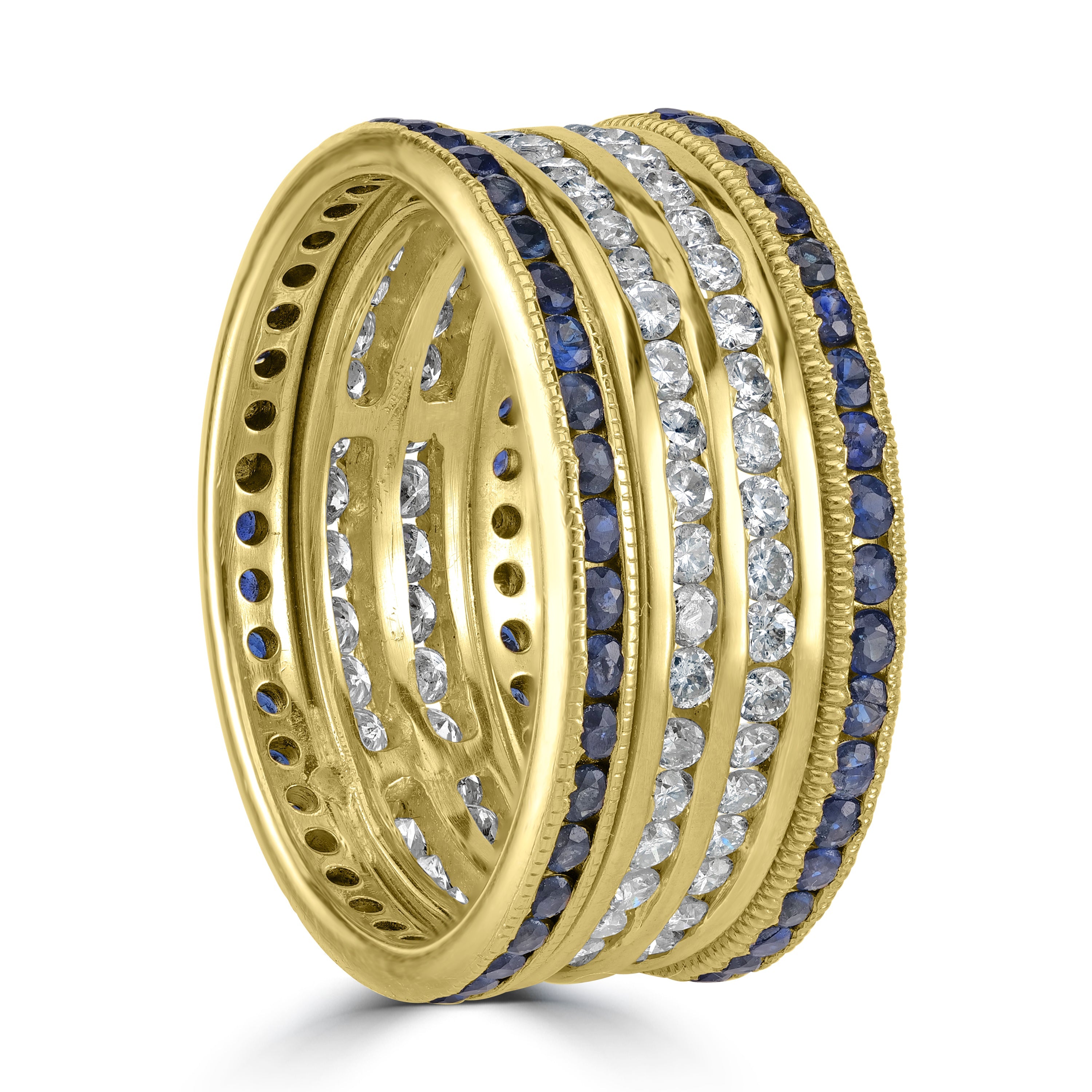 2.50 ct Sapphire & Diamond Band in 14K Yellow Gold