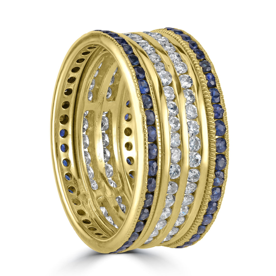 2.50 ct Sapphire & Diamond Band in 14K Yellow Gold