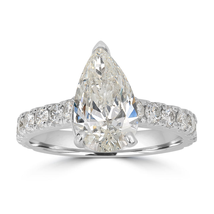 2.01 ct Pear Shape Solitaire Engagement Ring in 18K White Gold