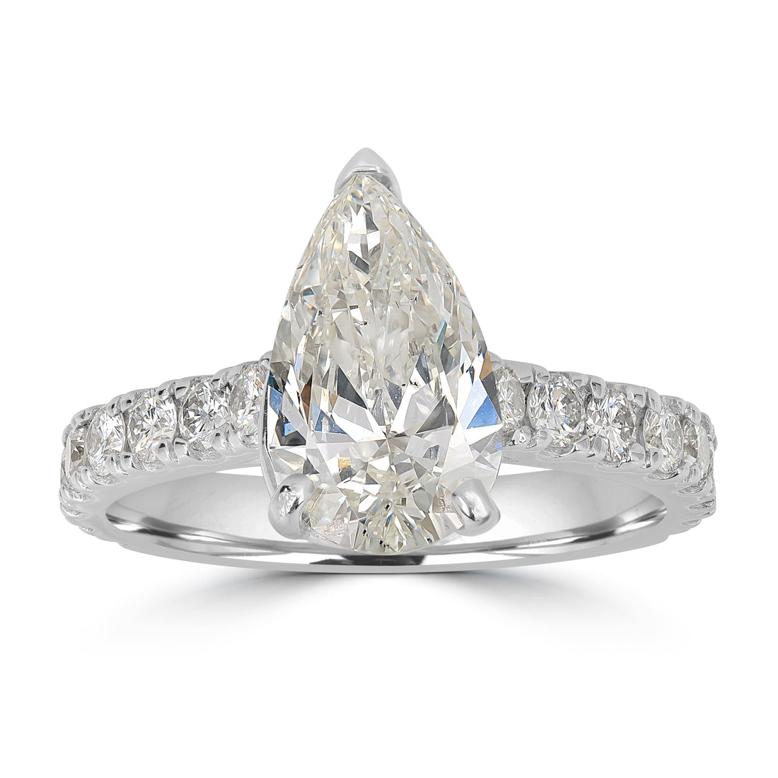 2.01 ct Pear Shape Solitaire Engagement Ring in 18K White Gold