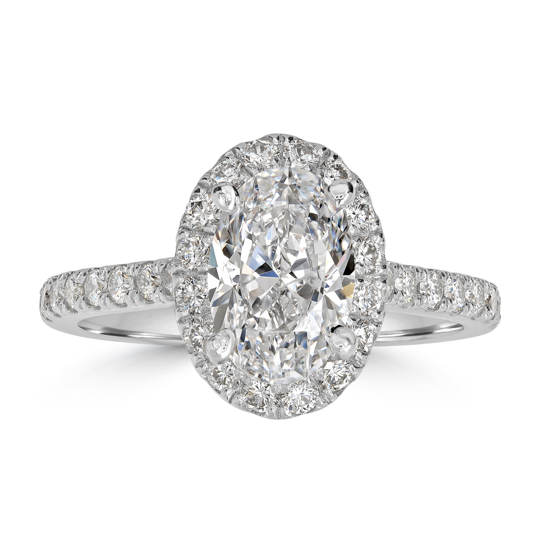 1.70 ct Solitaire Oval Shape Engagement Ring in 18K White Gold