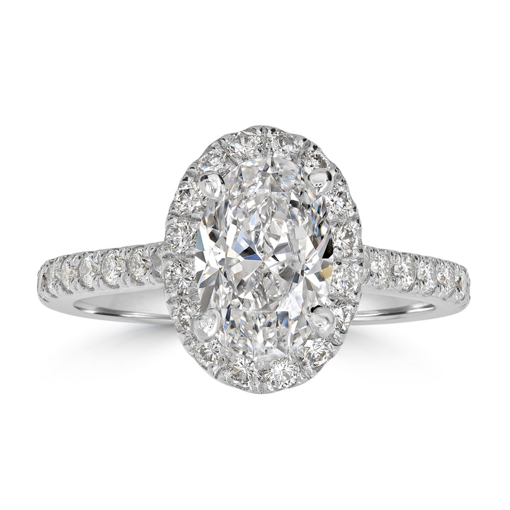 1.70 ct Solitaire Oval Shape Engagement Ring in 18K White Gold