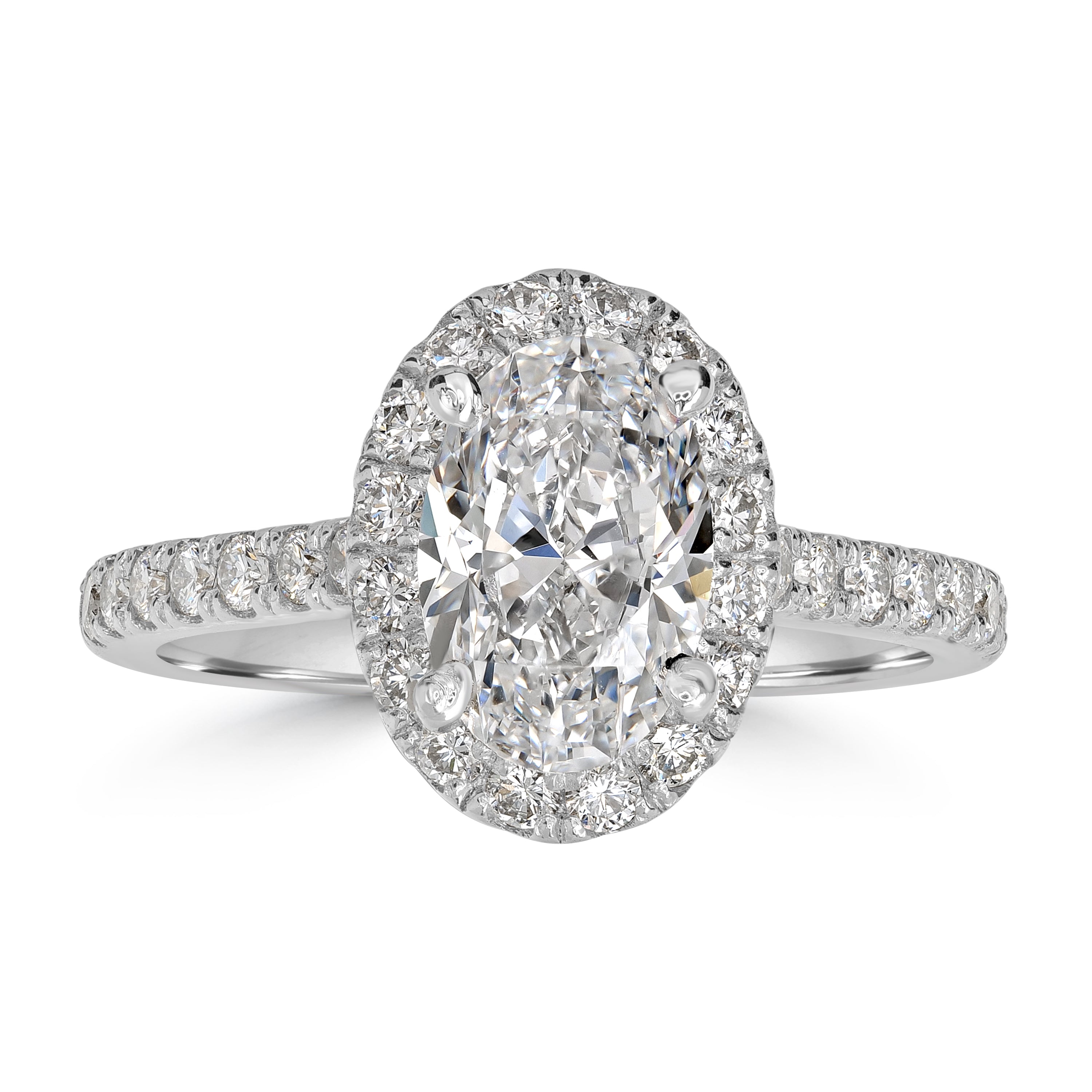 2.38 ctw Solitaire Oval Shape Engagement Ring in 18K White Gold - GIA Certified
