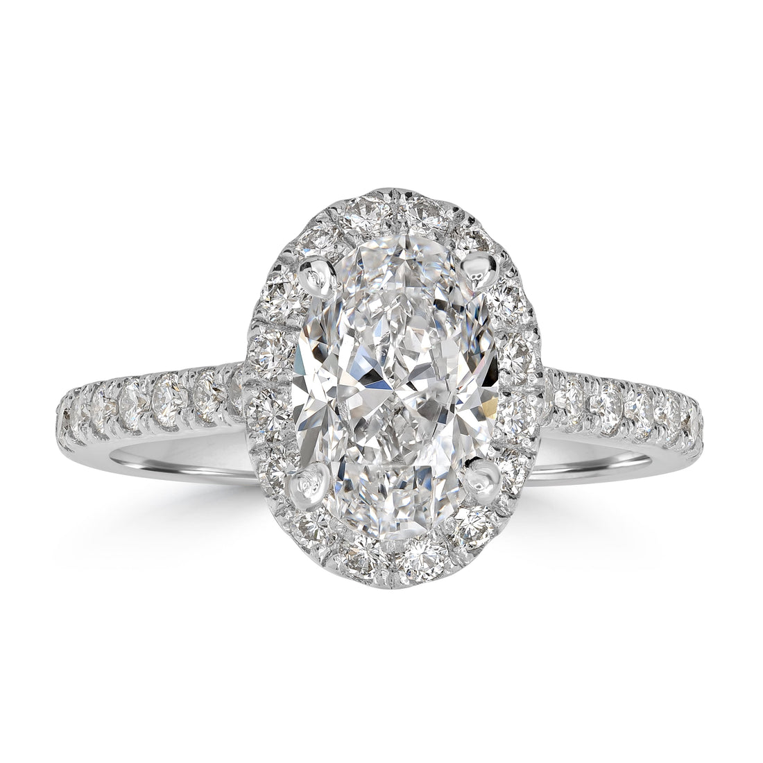 2.38 ctw Solitaire Oval Shape Engagement Ring in 18K White Gold - GIA Certified