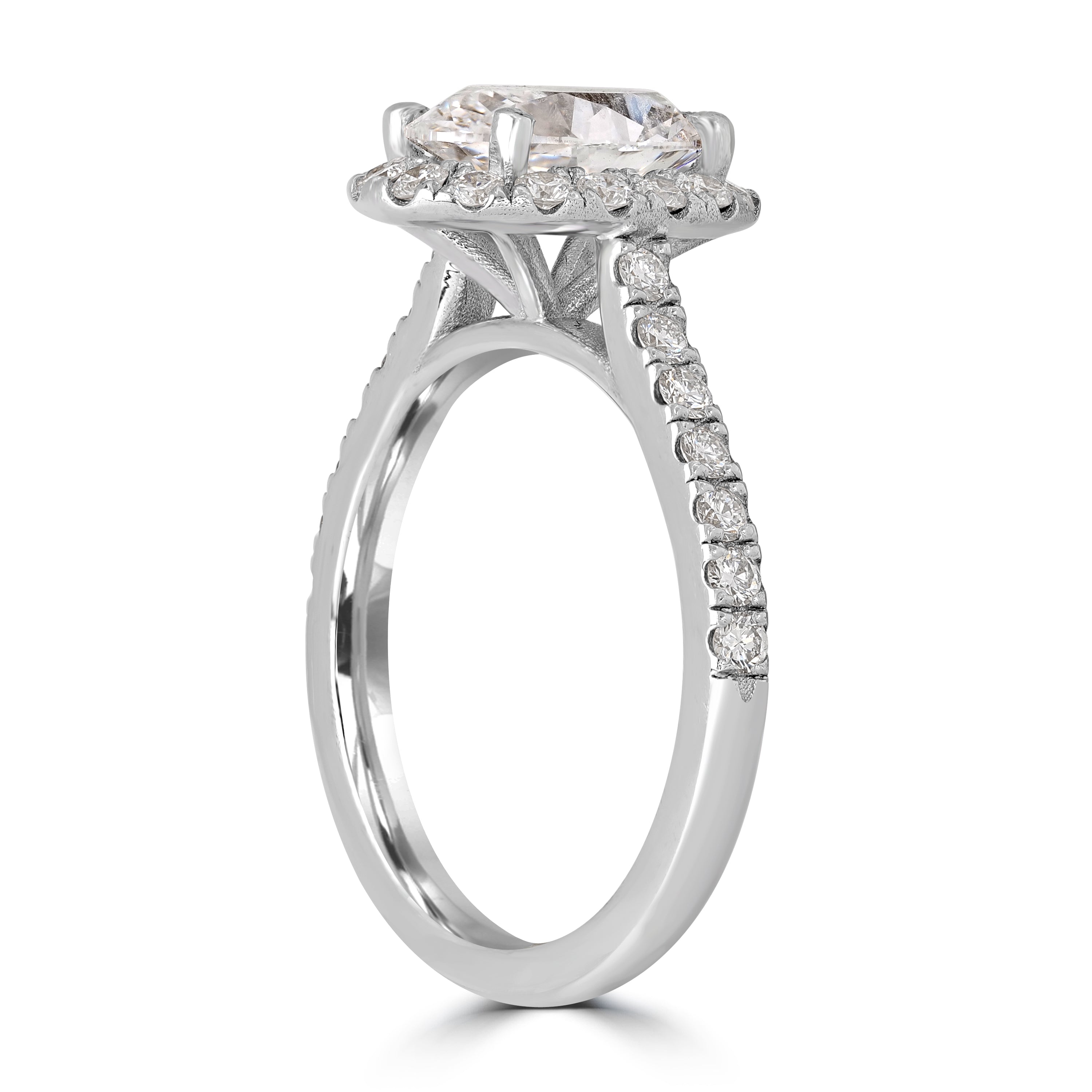 2.38 ctw Solitaire Oval Shape Engagement Ring in 18K White Gold - GIA Certified
